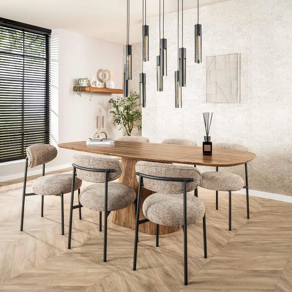 Eettafel Naturel Mangohout Ovaal - 215x105x77cm - Wave