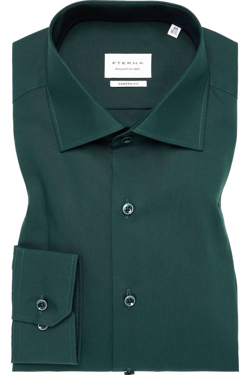 ETERNA Modern Fit Hemd dunkelgrün, Einfarbig