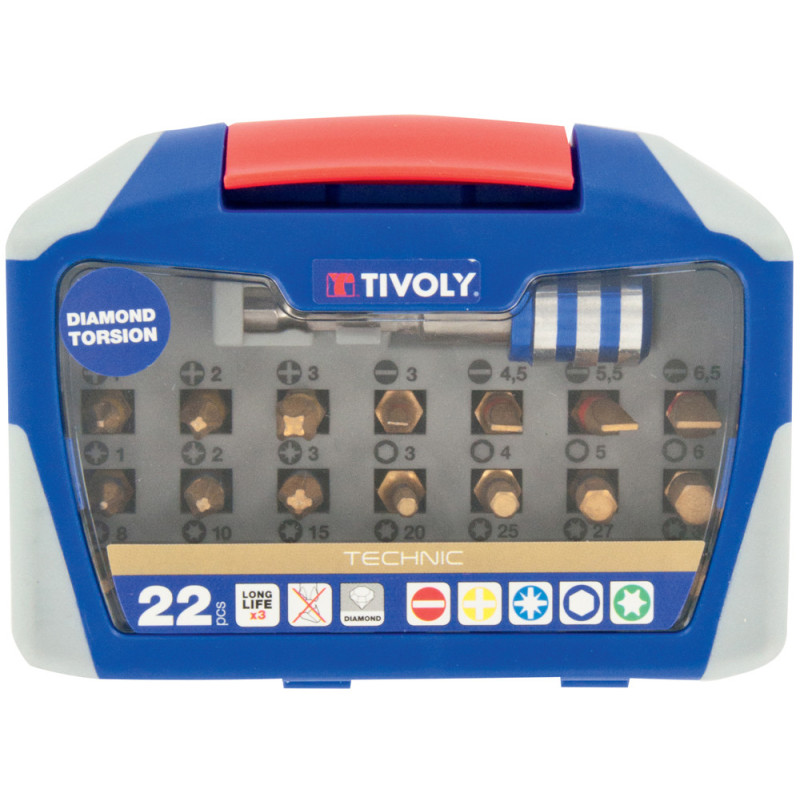 Set d'embouts de vissage Torsion Diamant 22 pièces TIVOLY