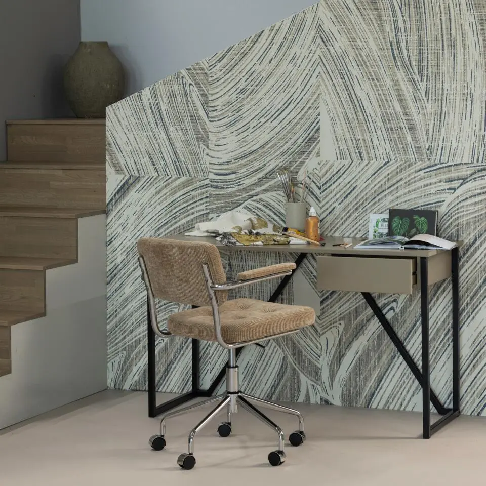 WOOOD Kova Bureaustoel - Geweven Ribstof - Donkerzand - 87x54x80