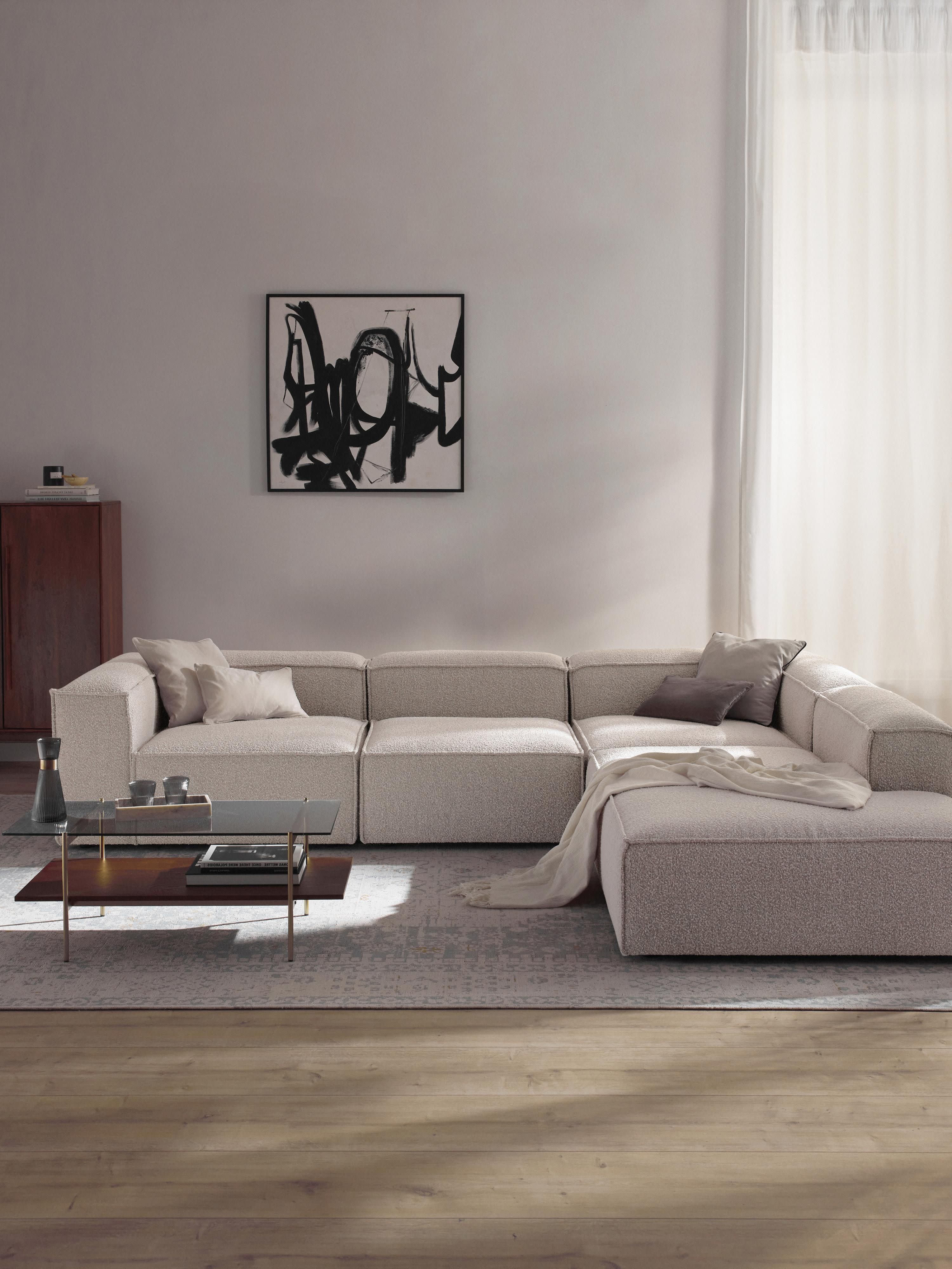 Modulares XL-Ecksofa Lennon (4-Sitzer) aus Bouclé