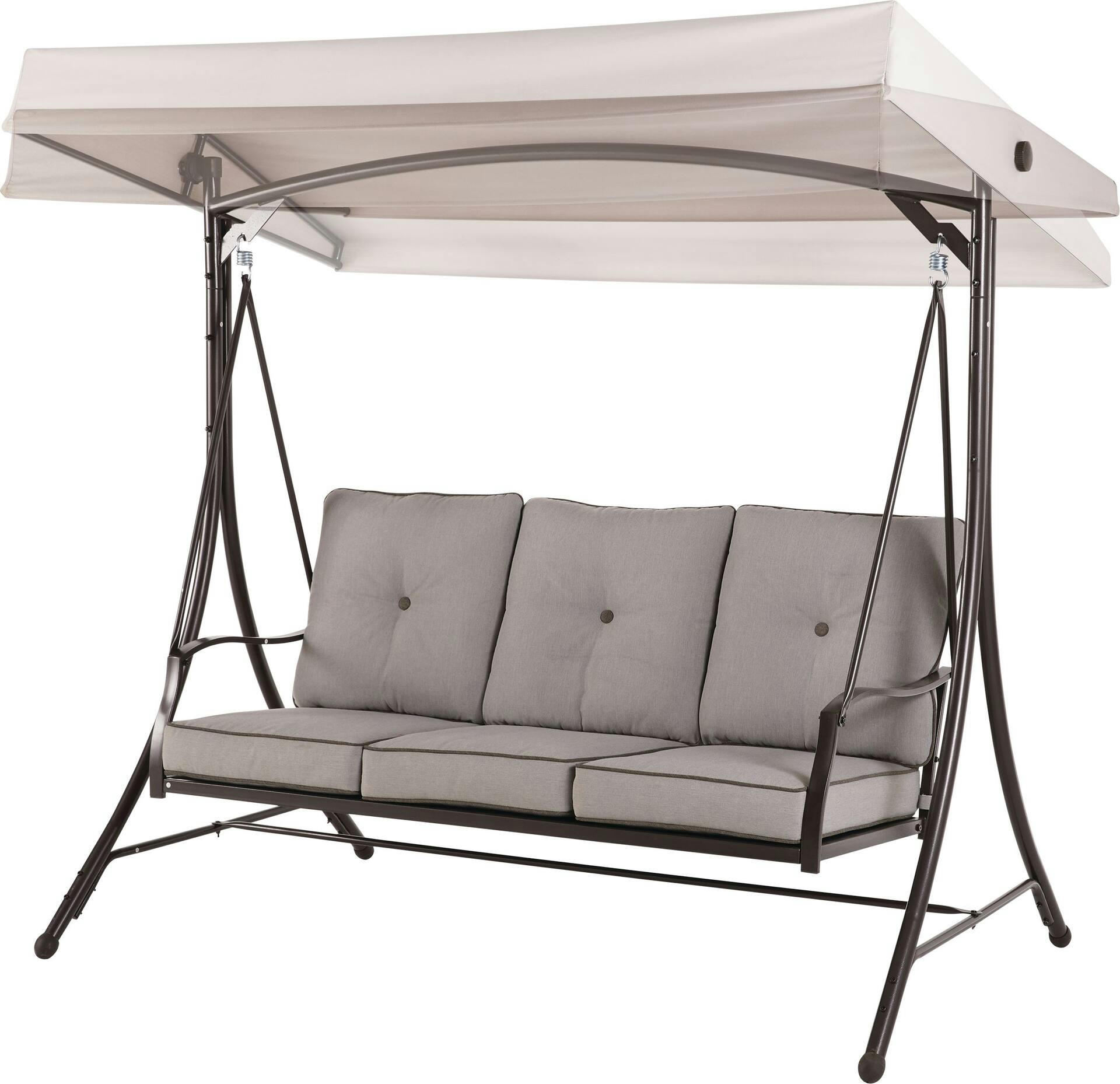 For Living Bluebay Outdoor/Patio 3-Seater Swing w/ Canopy & Cushions, Grey