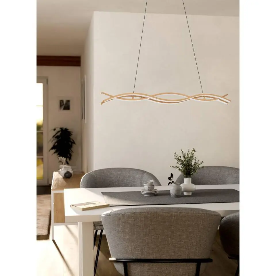 EGLO Lasana 4 Hanglamp - LED - 90 cm - Lichtbruin/Wit