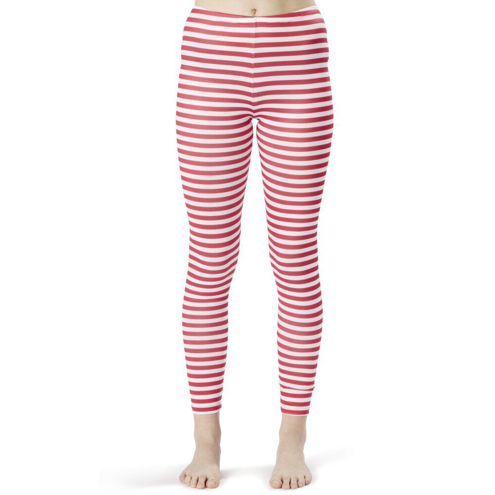 Legging No&euml;l à rayures rouge et blanc