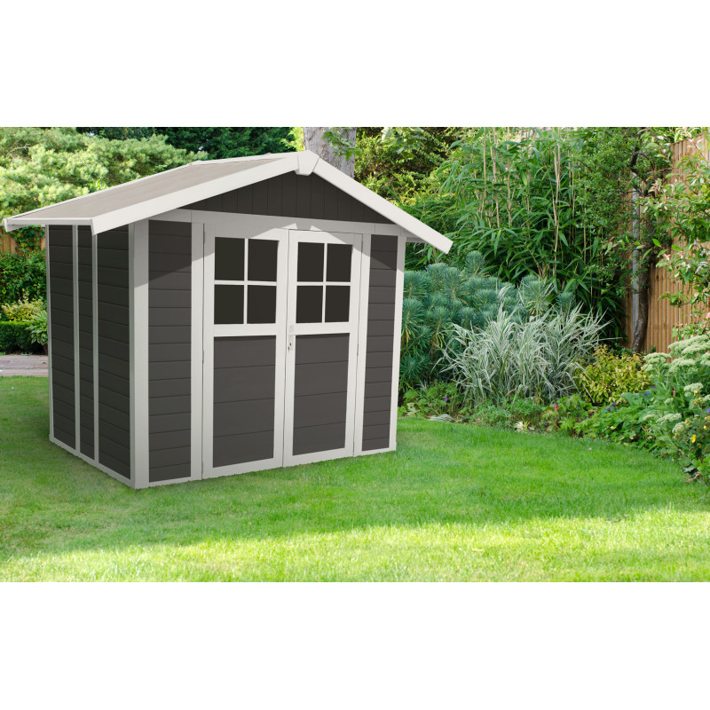 Abri de jardin en PVC gris foncé 2,42 x 2,02 x 2,36 m GROSFILLEX