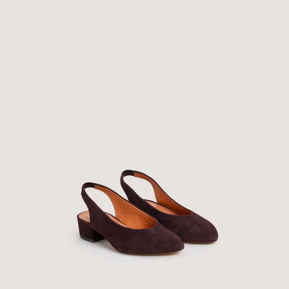 Ballerines à bouts arrières ouvertsen velours marron foncé | VINCE