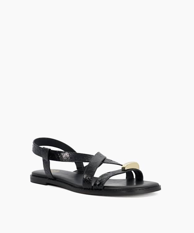 Lite Black - Flat Leather Sandals