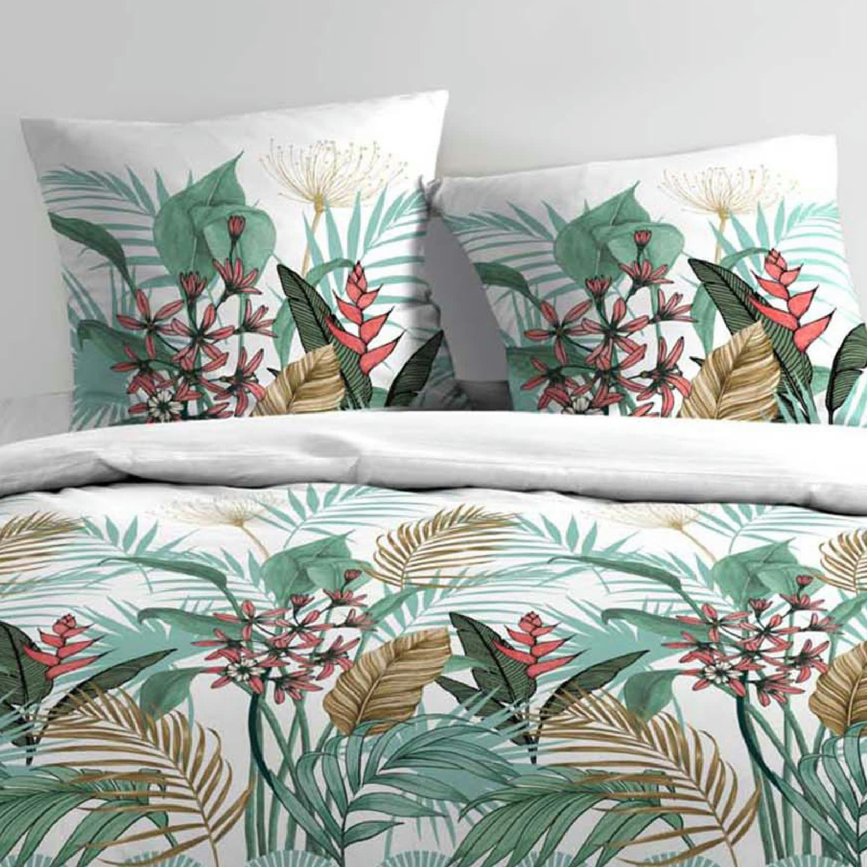 - Parure de couette 100% coton 57 fils imprimée 240x220 2 taies