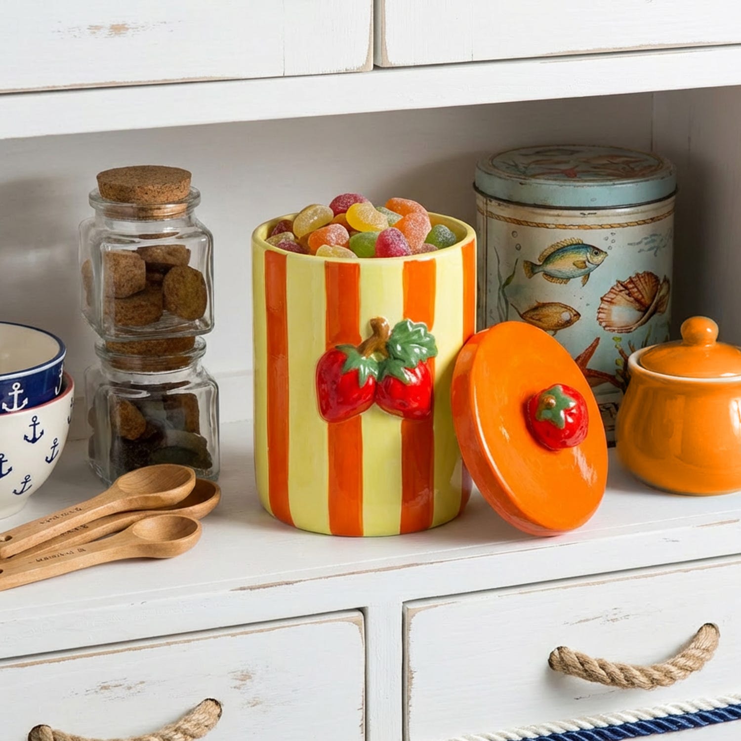 Barattolo cucina decoro fragole 20 cm Florafruit ceramica