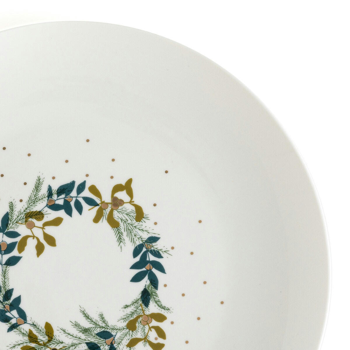 Lot de 4 assiettes plates en porcelaine, Décembre