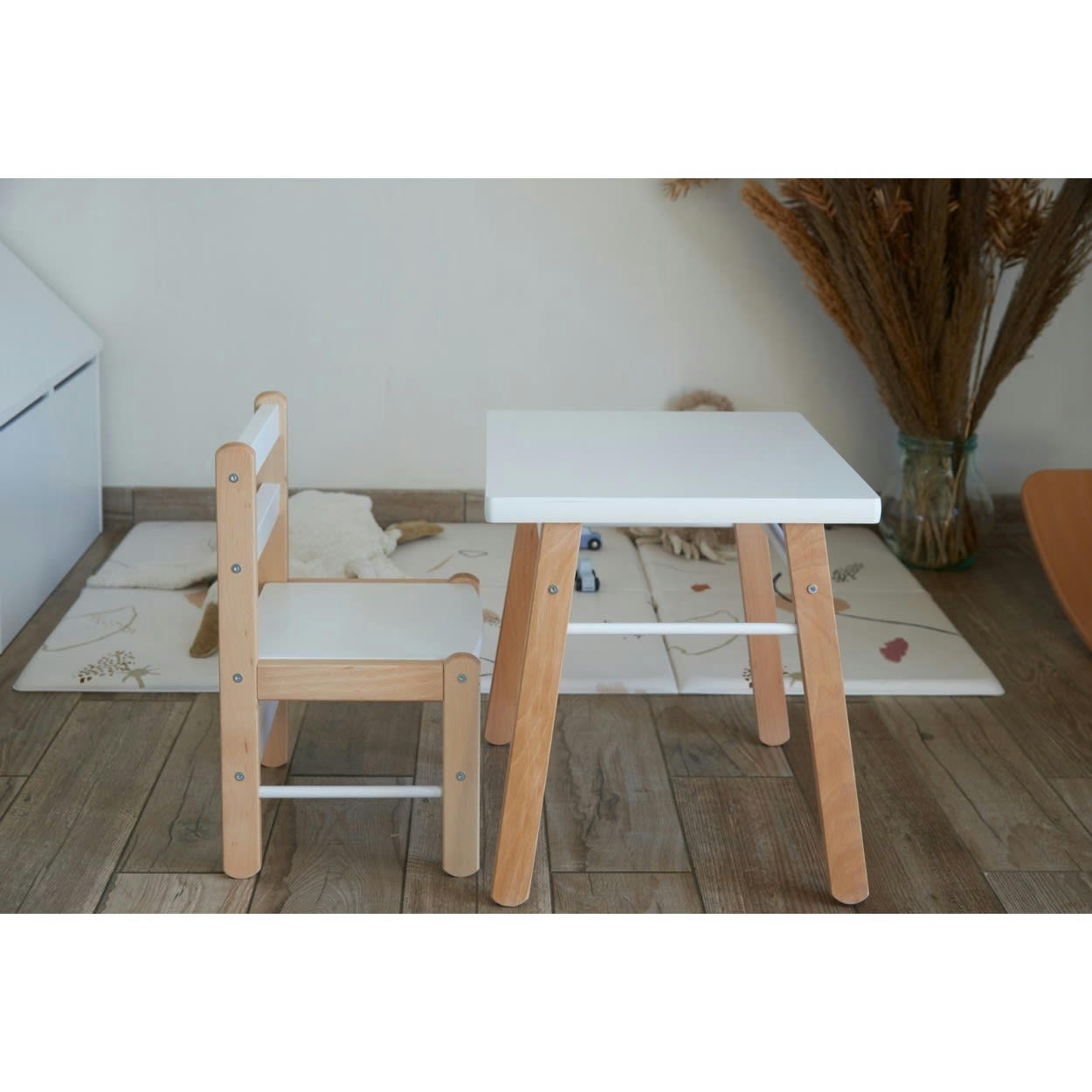 GABRIEL - Bureau enfant en bois bicolore blanc 50x43x40cm