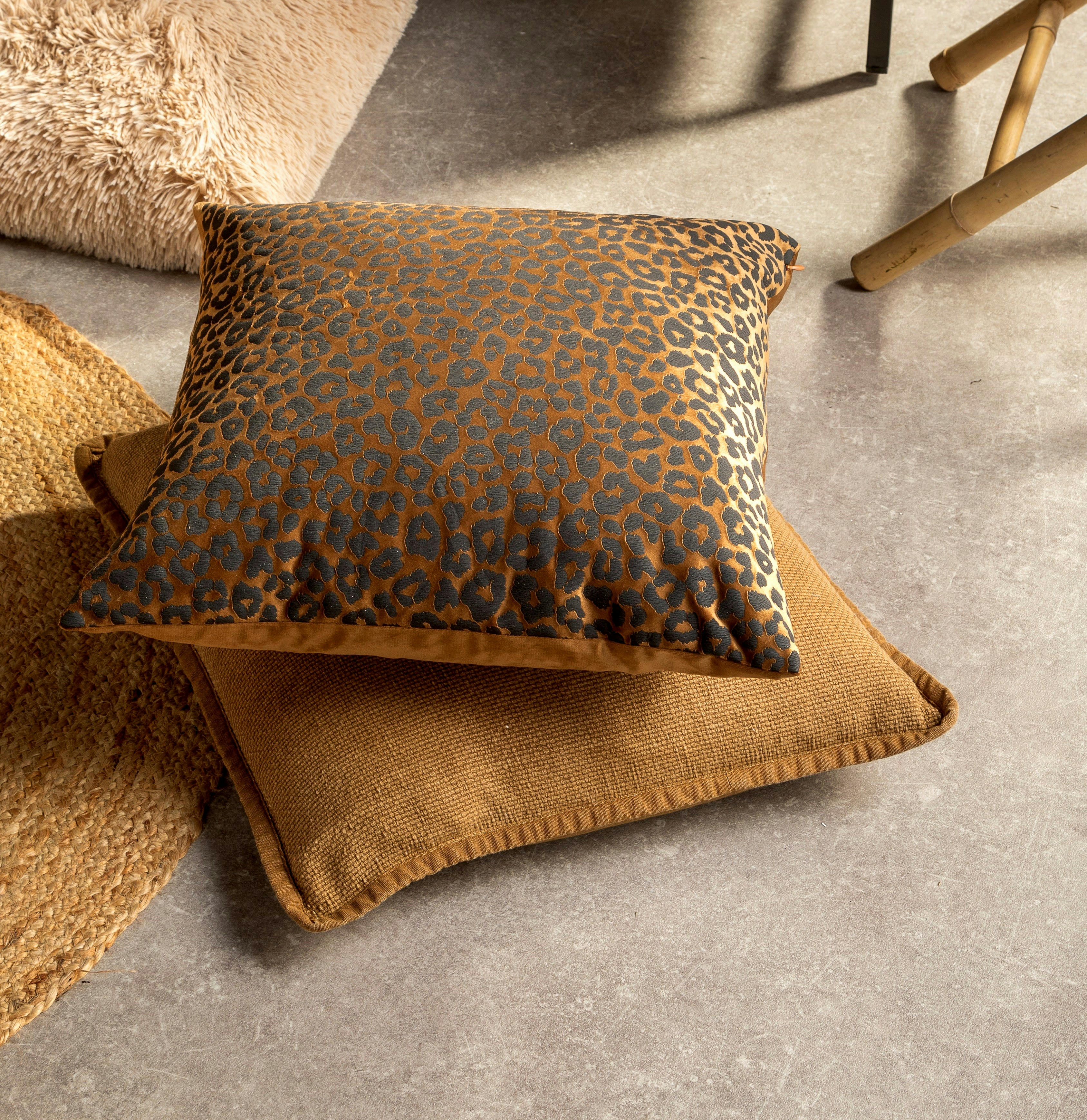 - Housse de coussin marron en coton-45x45 cm uni