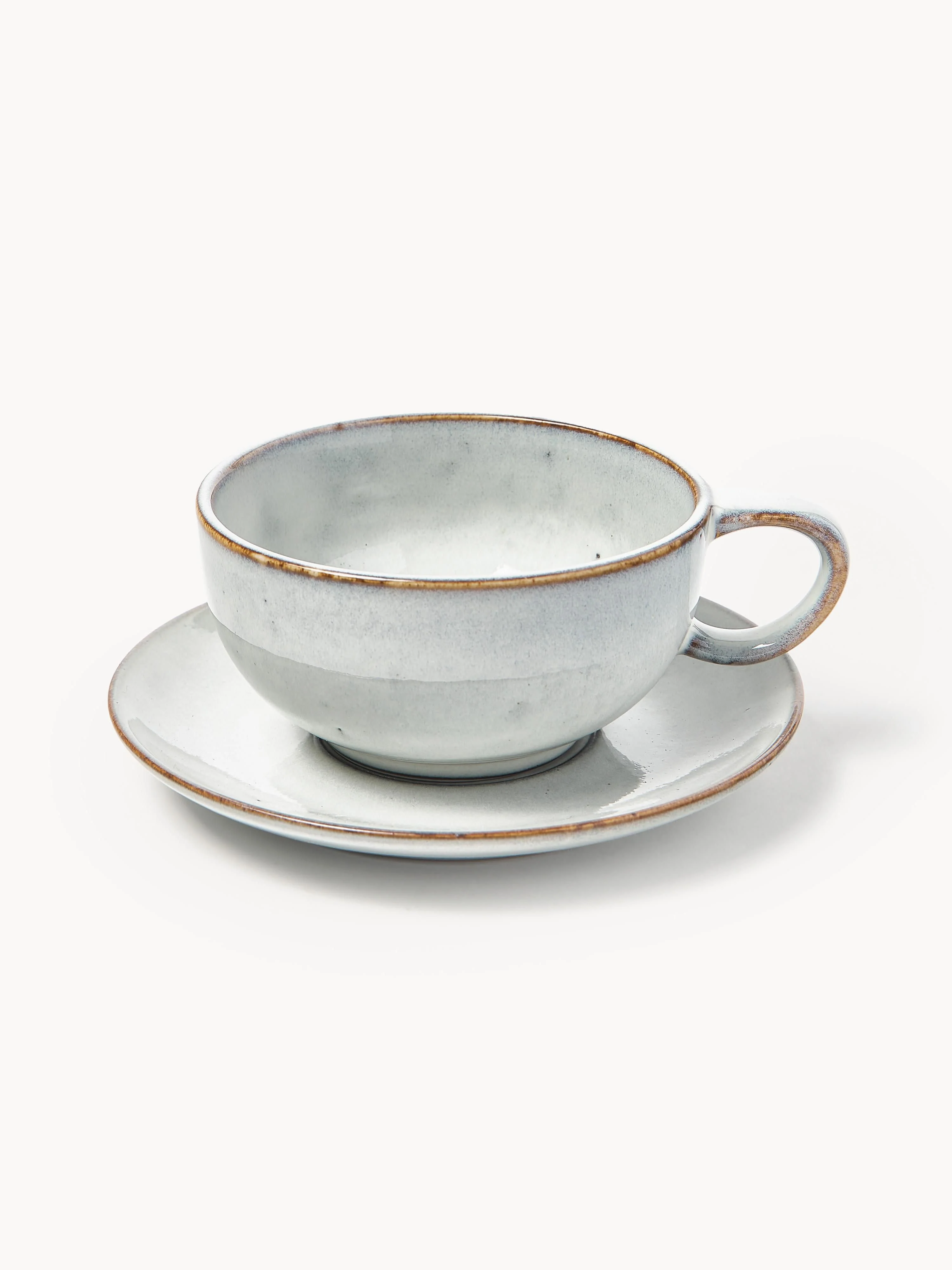 Handgemachte Teetasse Nordic Sand mit Untertasse
