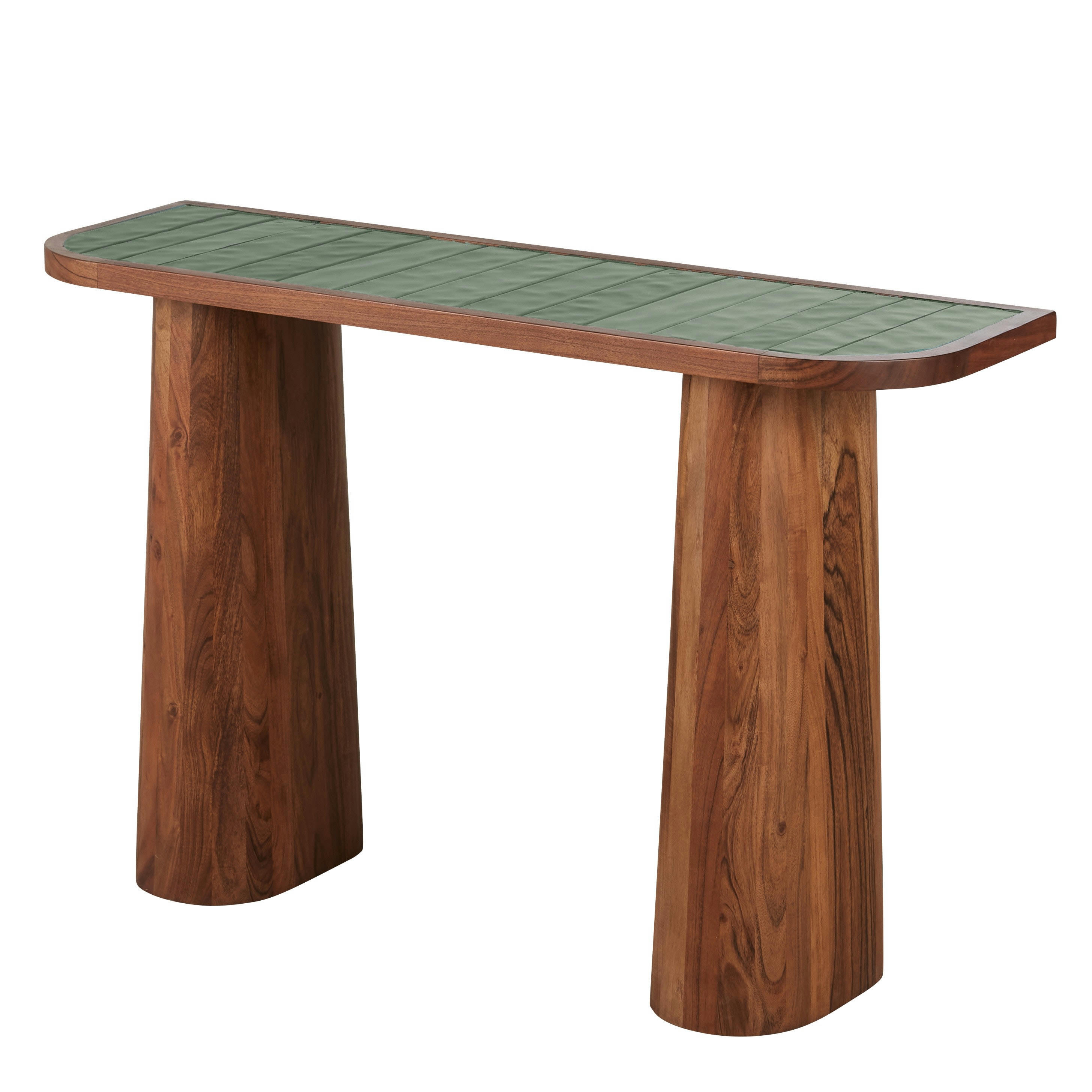 Alya - Console coloris noisette et carrelage effet zellige vert