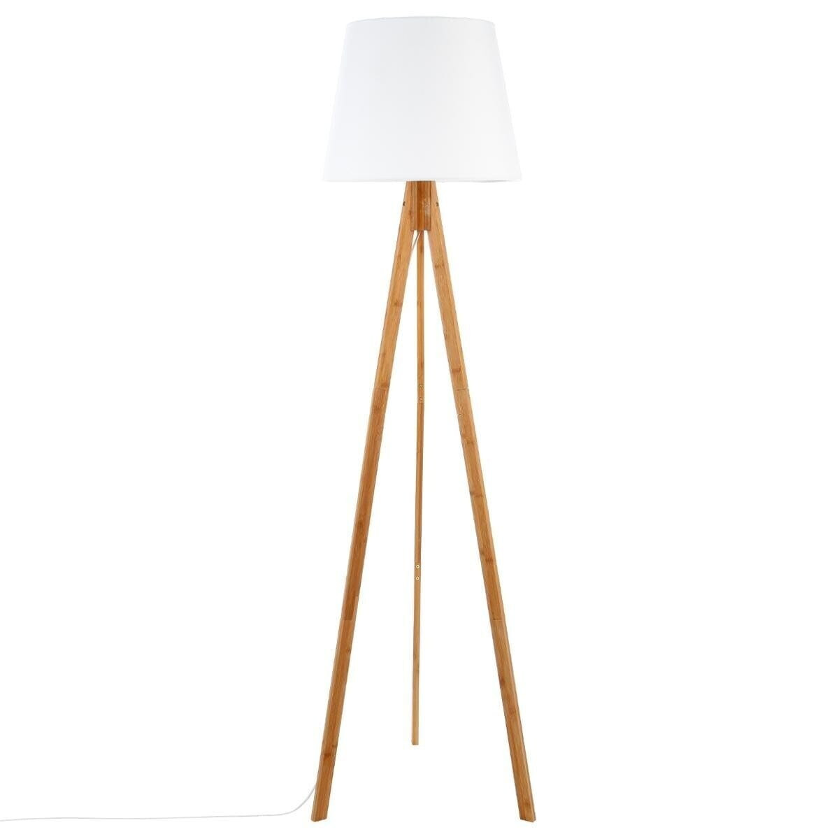 LAMPA PODŁOGOWA Bahi biała trójnożna podstawa BAMBUSOWA