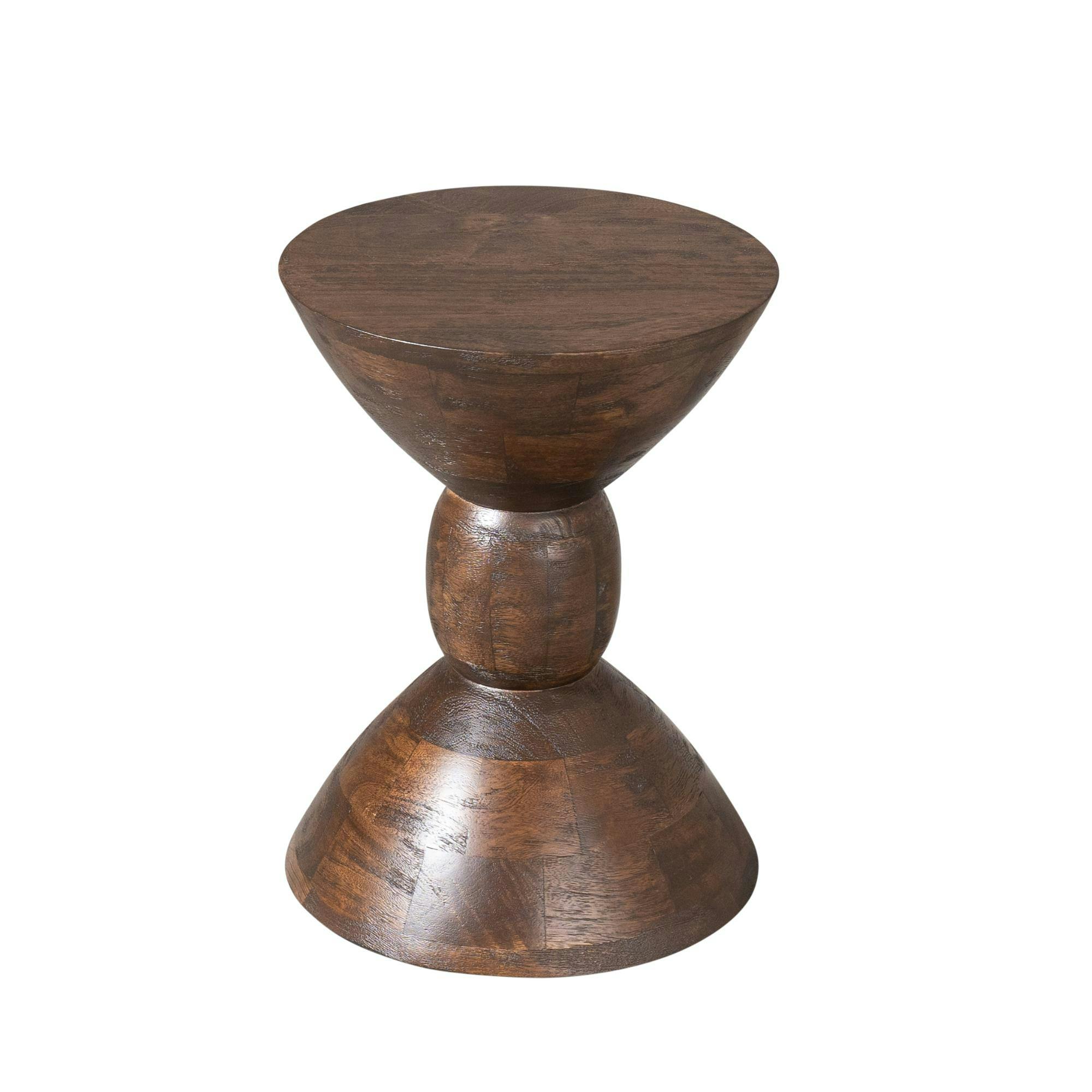 Table d'appoint en bois foncé design sablier ALMA