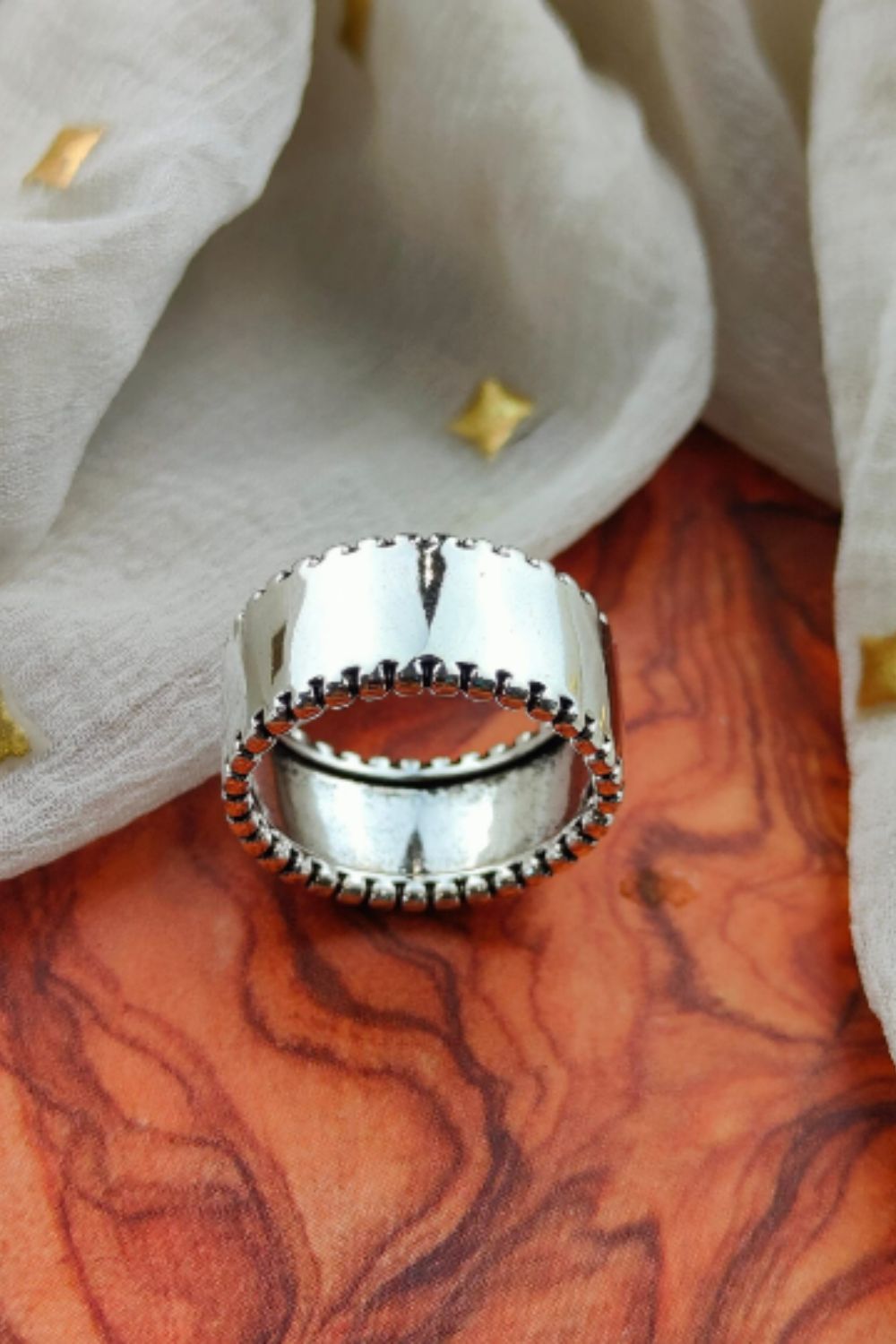The Colourful Aura Adjustable Wide Thick Silver Band Cuff Thumb Statement Ring