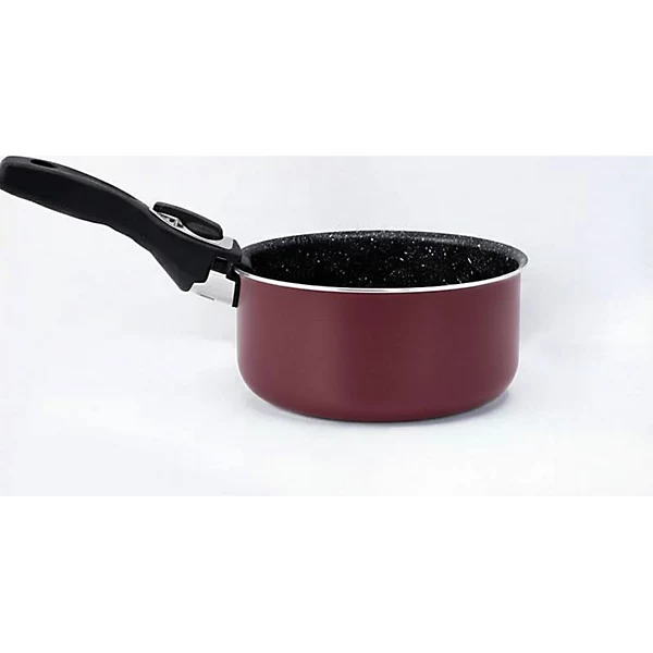 Batterie de cuisine revêtement pierre avec manche amovible 17 pièces bordeaux HerzbergHG8055-BR
