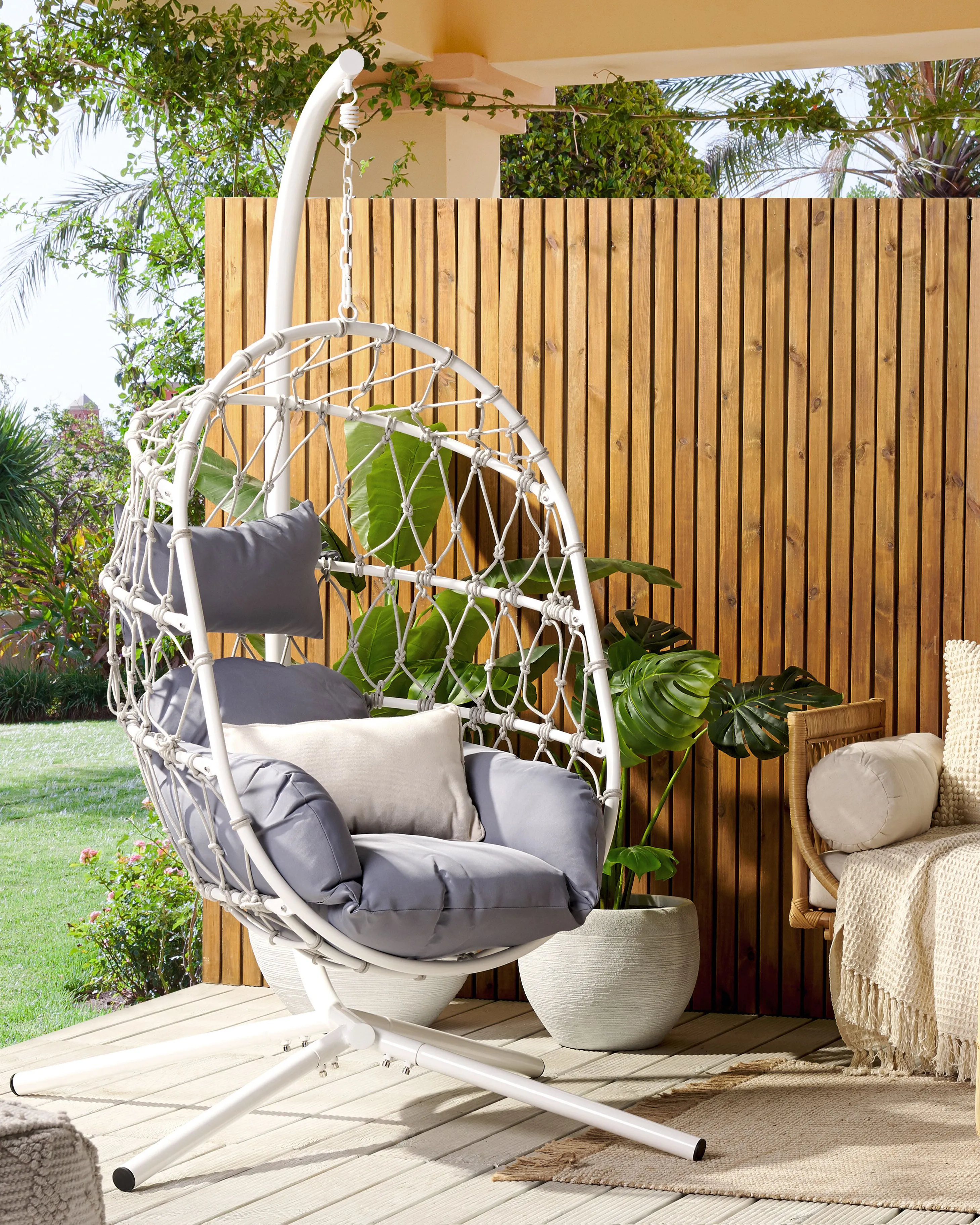 Hanging Chair with Stand ADRIA Metal White