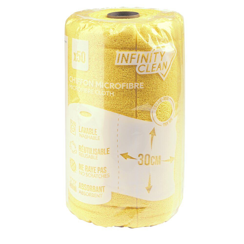 Rouleau de 50 chiffons en microfibre Infinity clean orange Ø13xH30cm
