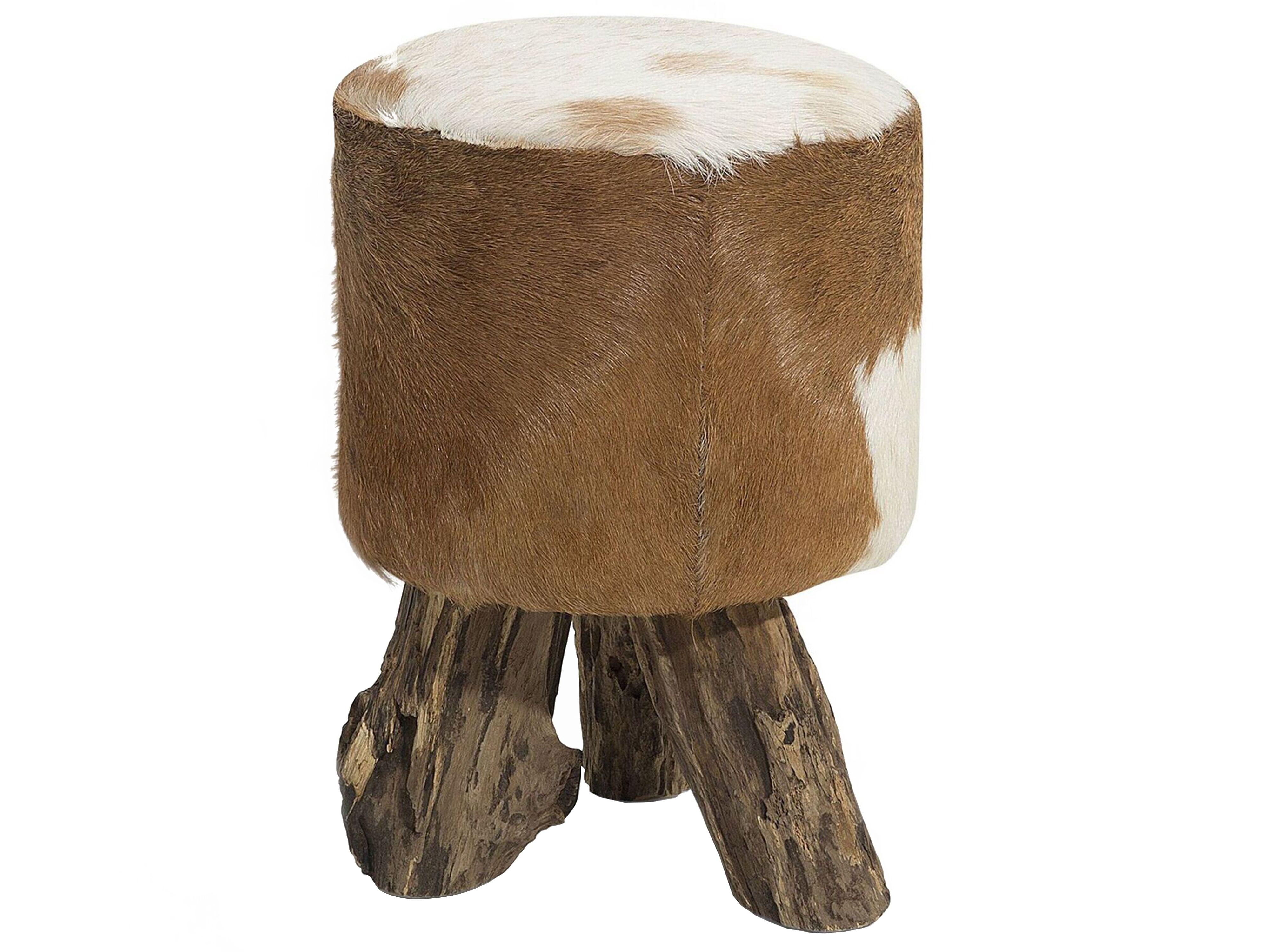 Footstool KENT Leather Golden Brown