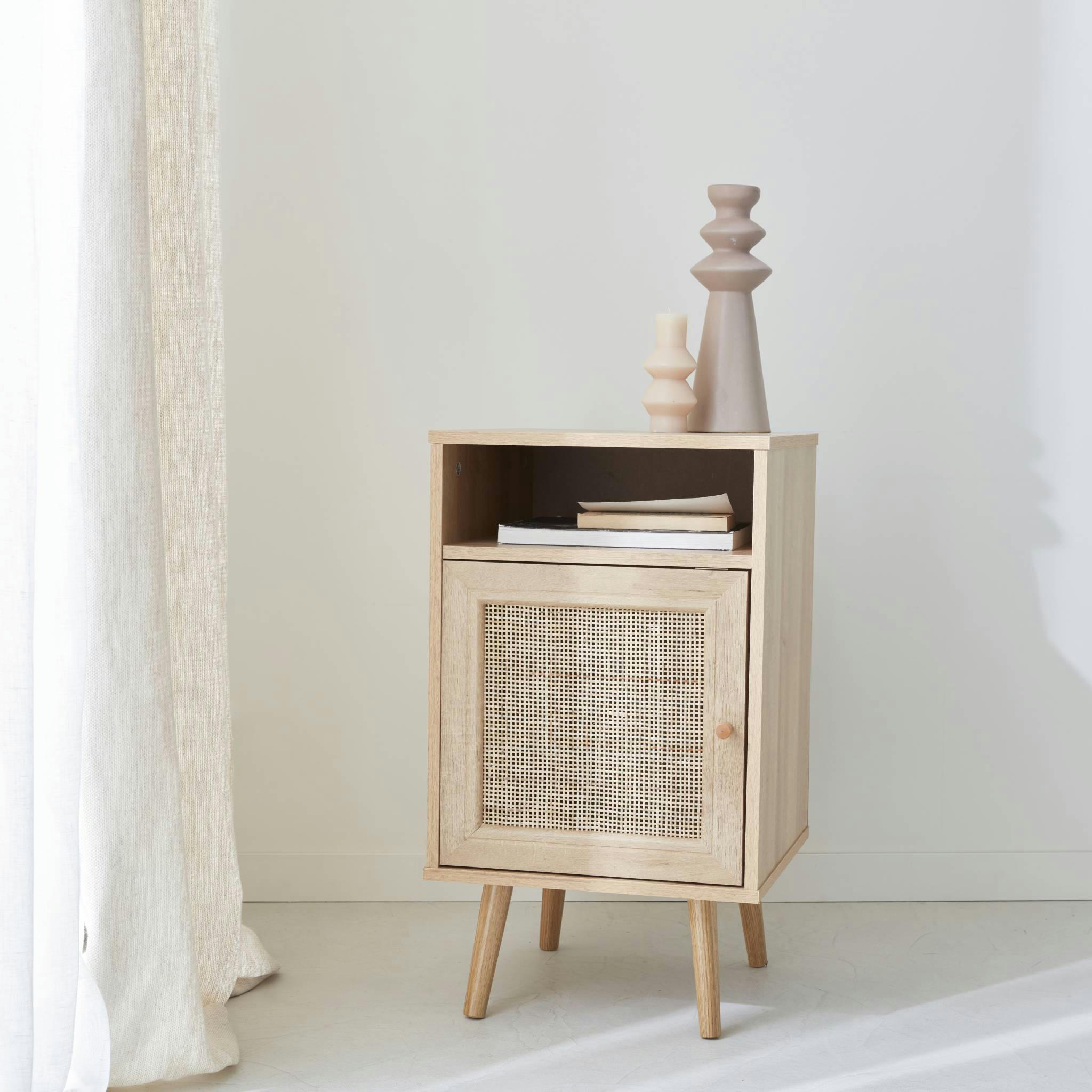 BOHÈME - Table de chevet en cannage