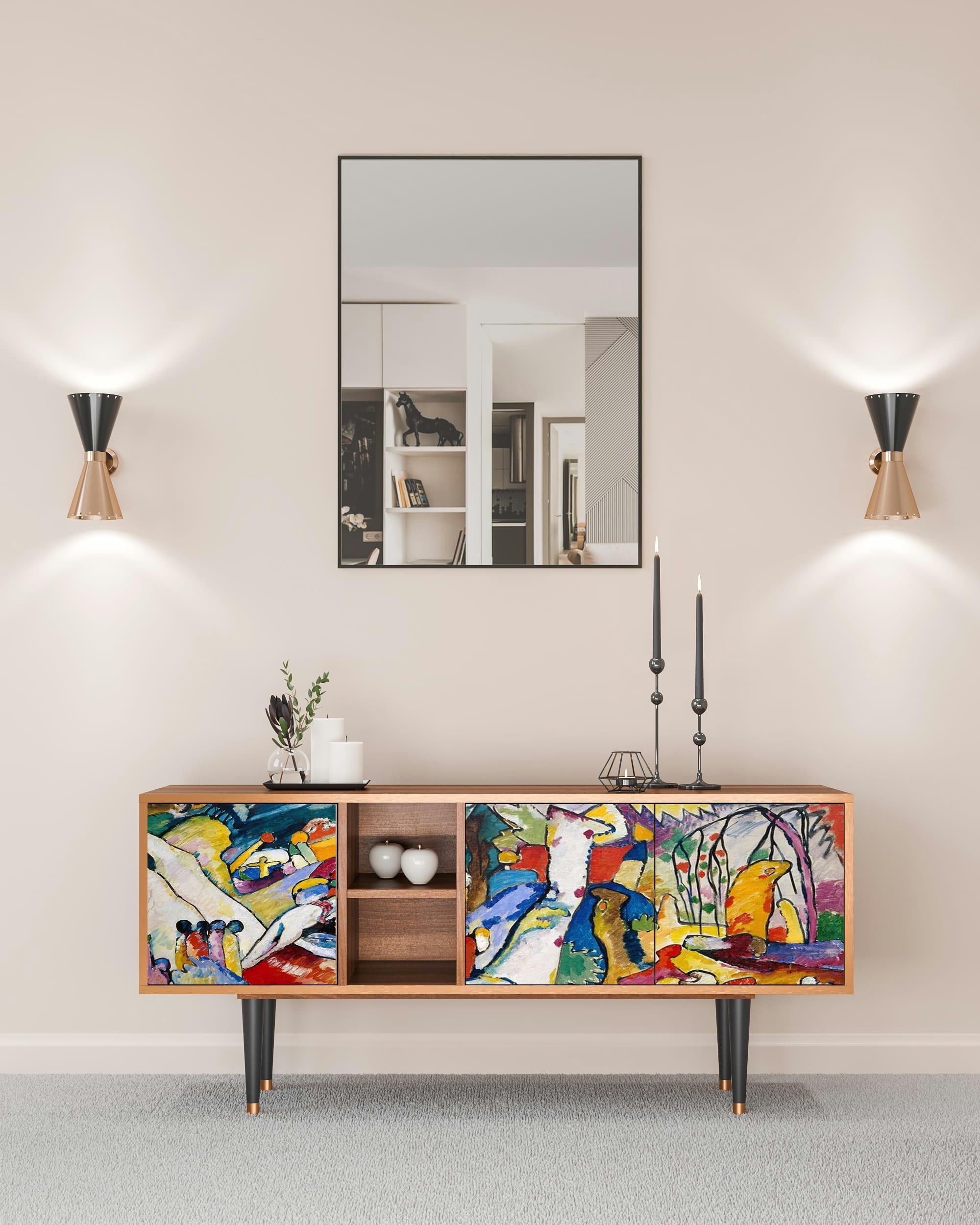 IMPROVISATION 26 BY WASSILY KANDINSKY - Meuble TV  multicolore 3 tiroirs L 150 cm