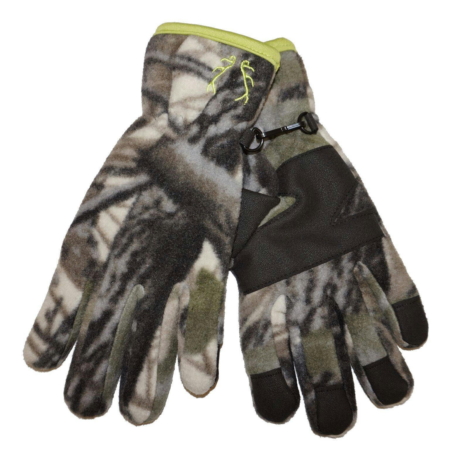 Hot Shot Youth Warm Insulated Fleece Hunting Gloves with Non-Slip Palm, Camo/Green