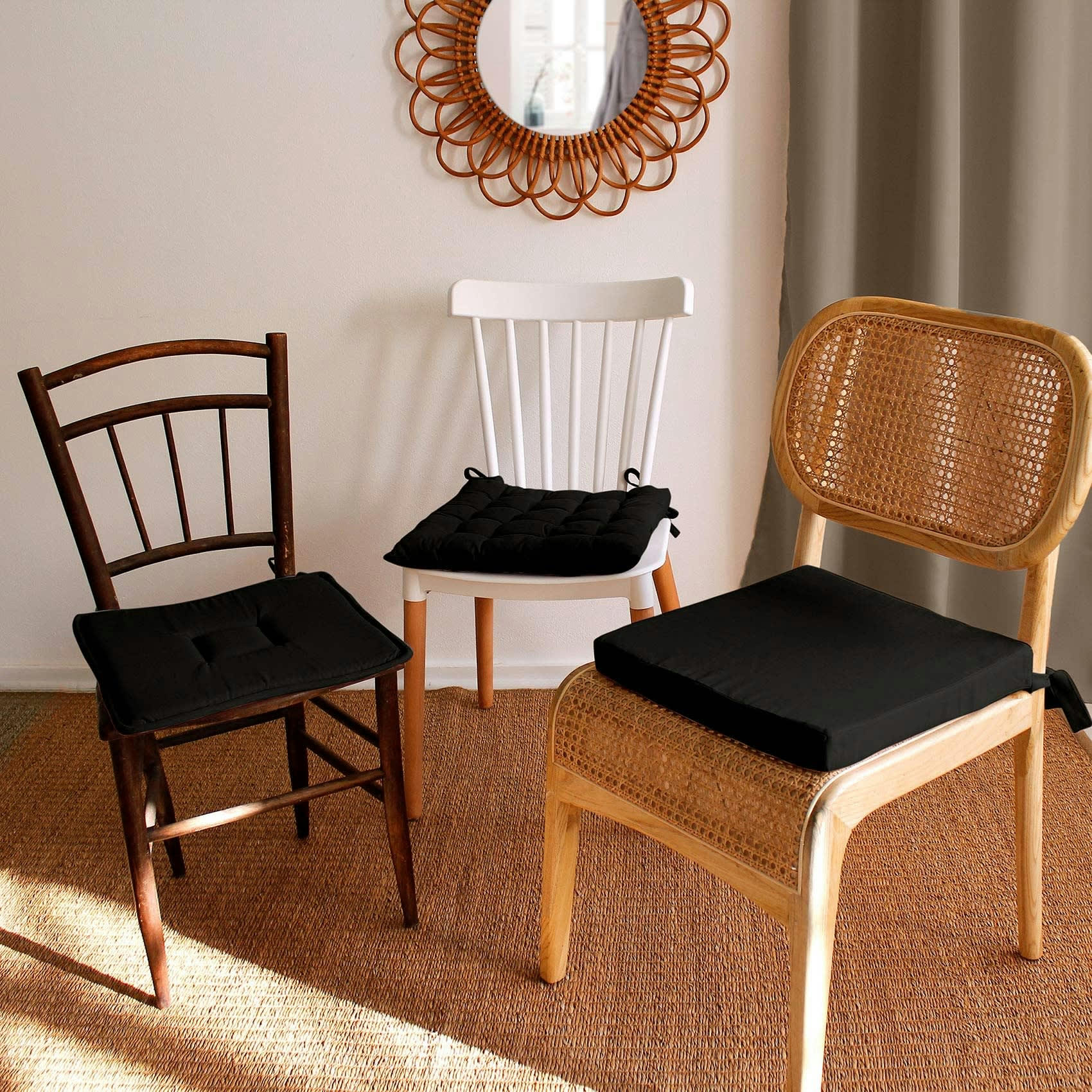 - Galette Plate en coton Noir 40x40cm