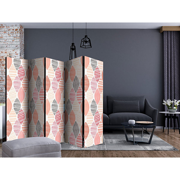 Paravent Design Feuilles de Printemps pour Déco Intérieure 225 x 172 cm Blanc et Rose