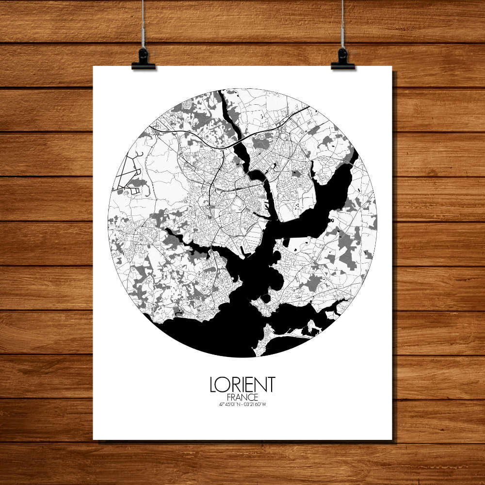 - Affiche Lorient Carte ronde 40x50