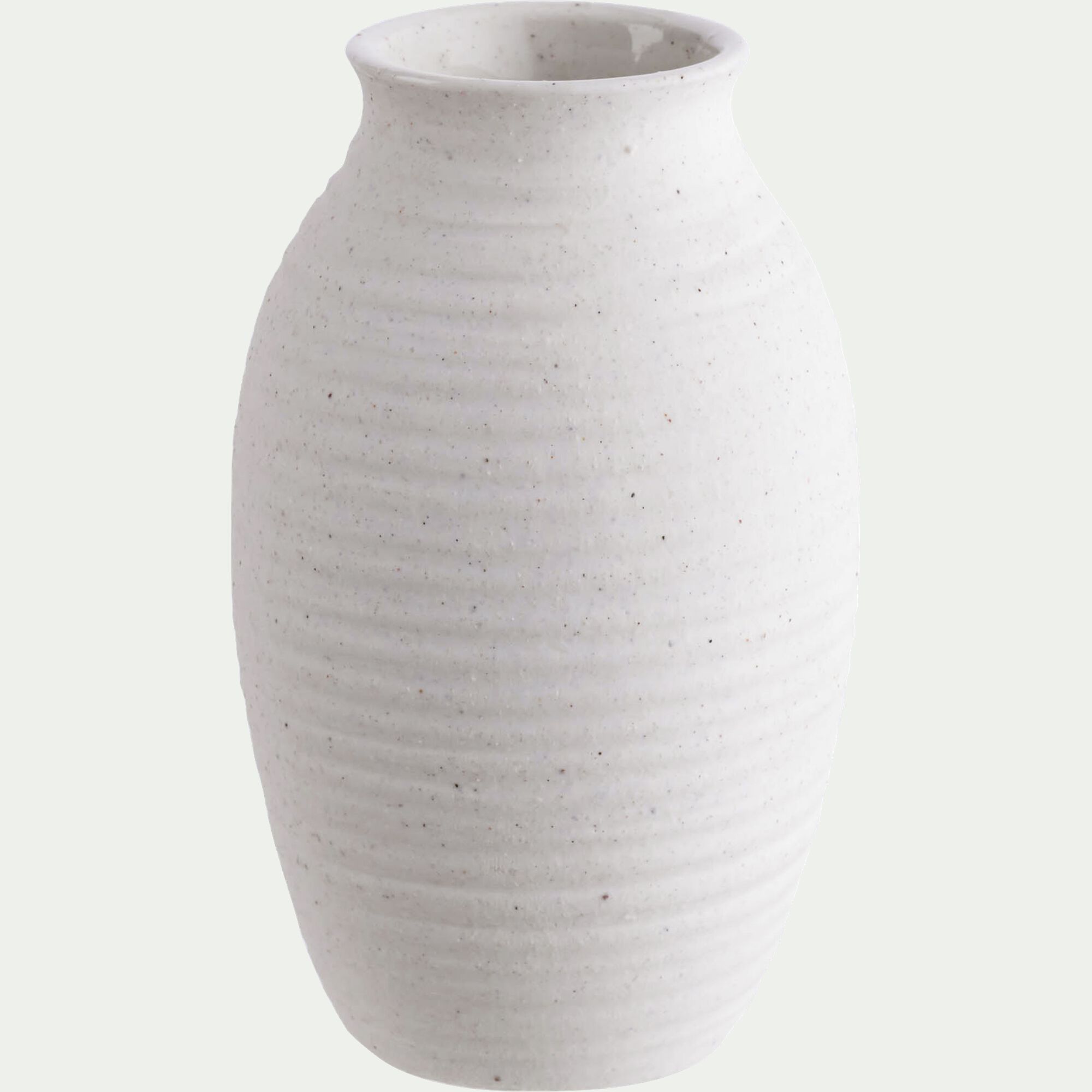 STUDEN - Vase classique en grès strié H12,5cm - blanc