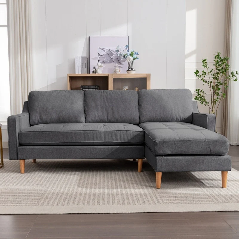 Mixoy L-Shaped Couch,Futon 3-Seat Sectional Sofa with Chaise Lounge