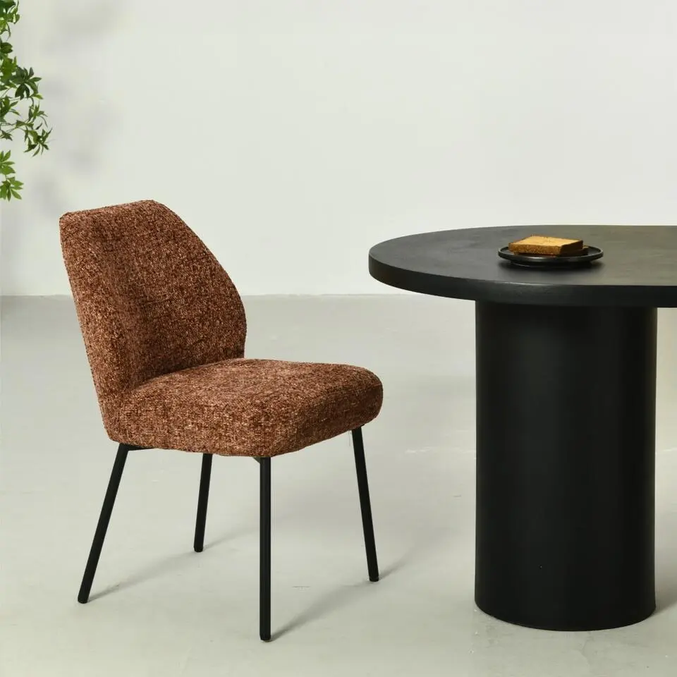 Eetkamerstoel Rood Stof - Zithoogte 47cm - Tess - Set van 2