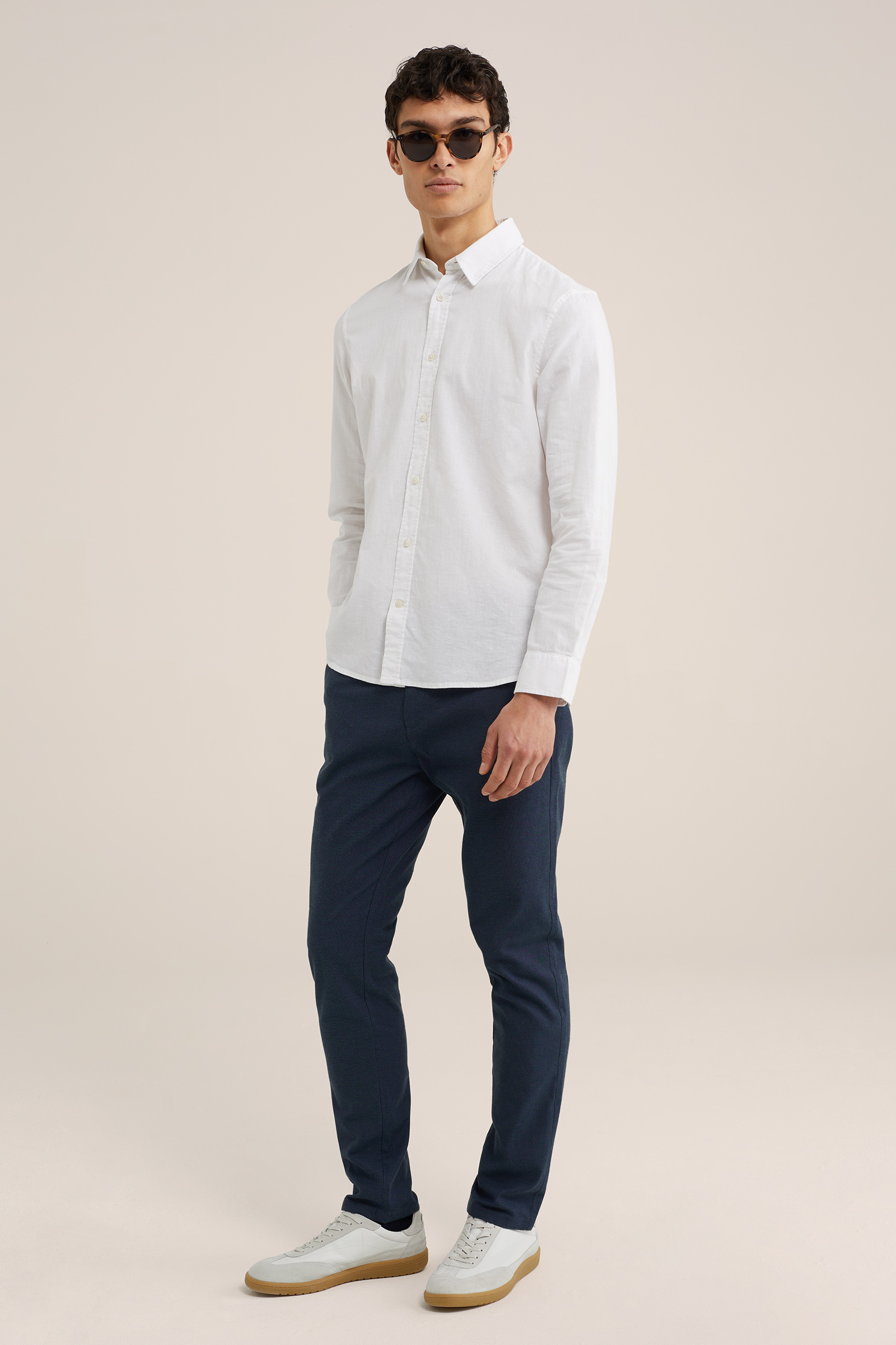 Heren tall fit overhemd van linnenmix