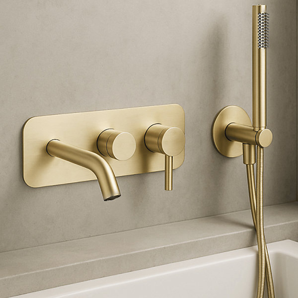 Mitigeur bain douche mécanique mural   douchette 1 jet   corps encastré PAINI Ortence laiton brossé