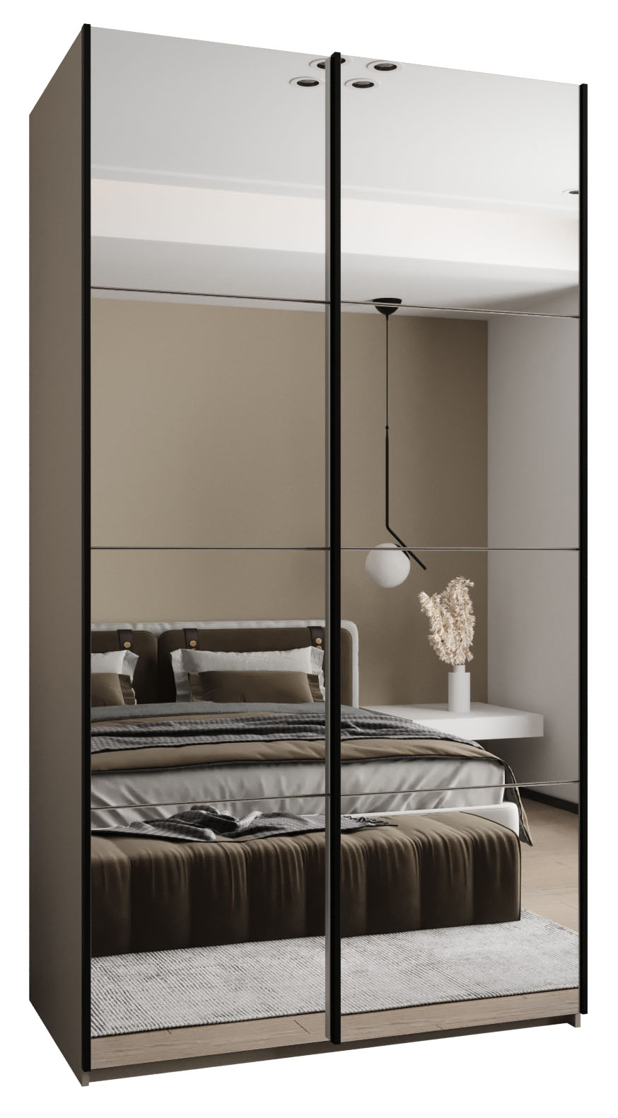 Szafa przesuwna 64 wysoka Lux 2 130 kaszmir kaszmir czarny