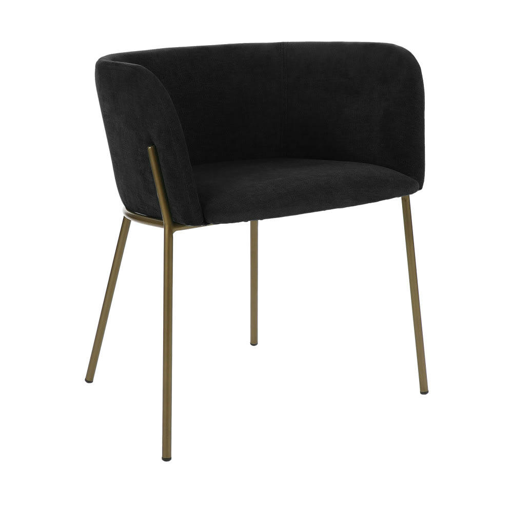 POLKA - Fauteuil de table en velours pieds métal noir