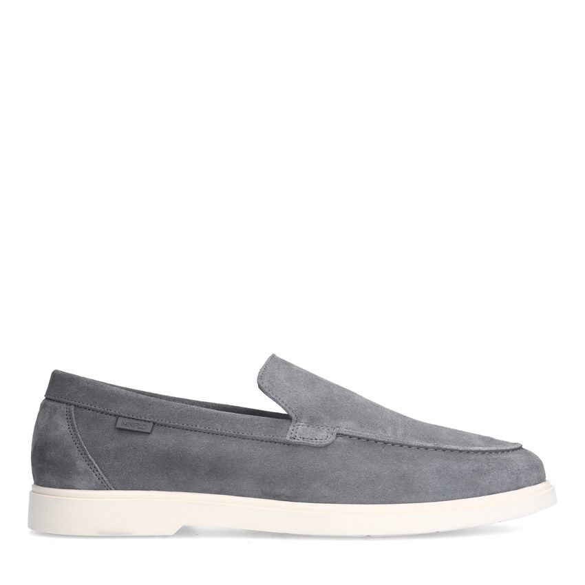 Manfield Grijze suède loafers