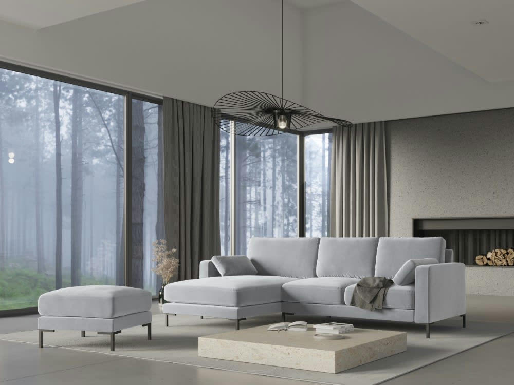 JADE - Pouf en velours argent