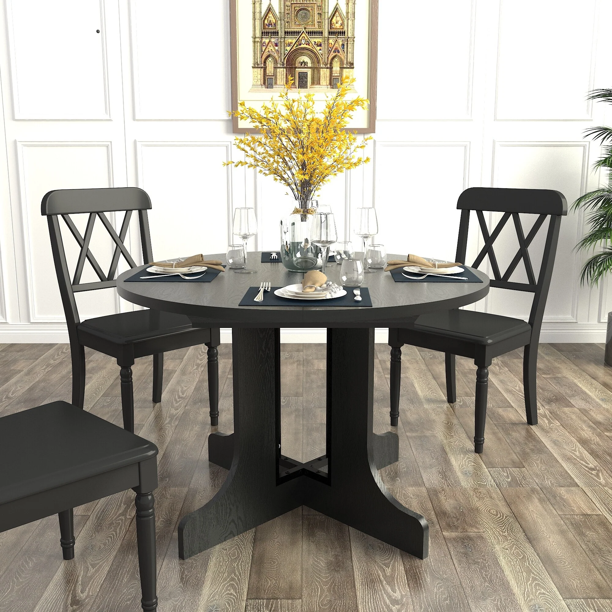 Dining Table for Farmhouse Kitchen with Expandable Oval Table Top