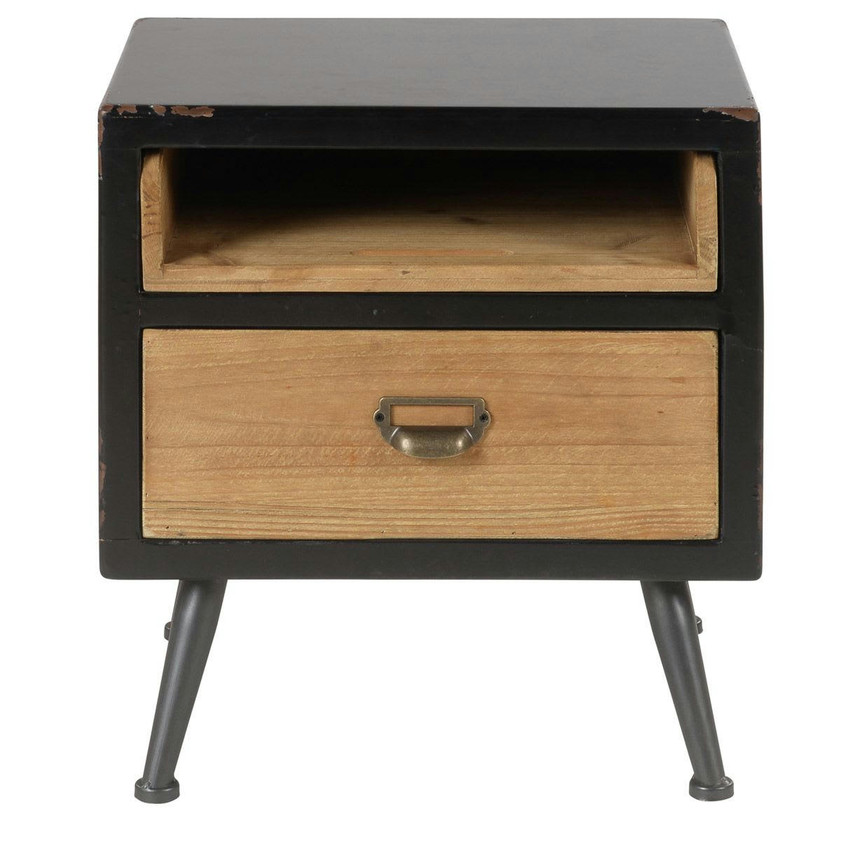 HIGHLAND - Table de chevet sapin massif et métal