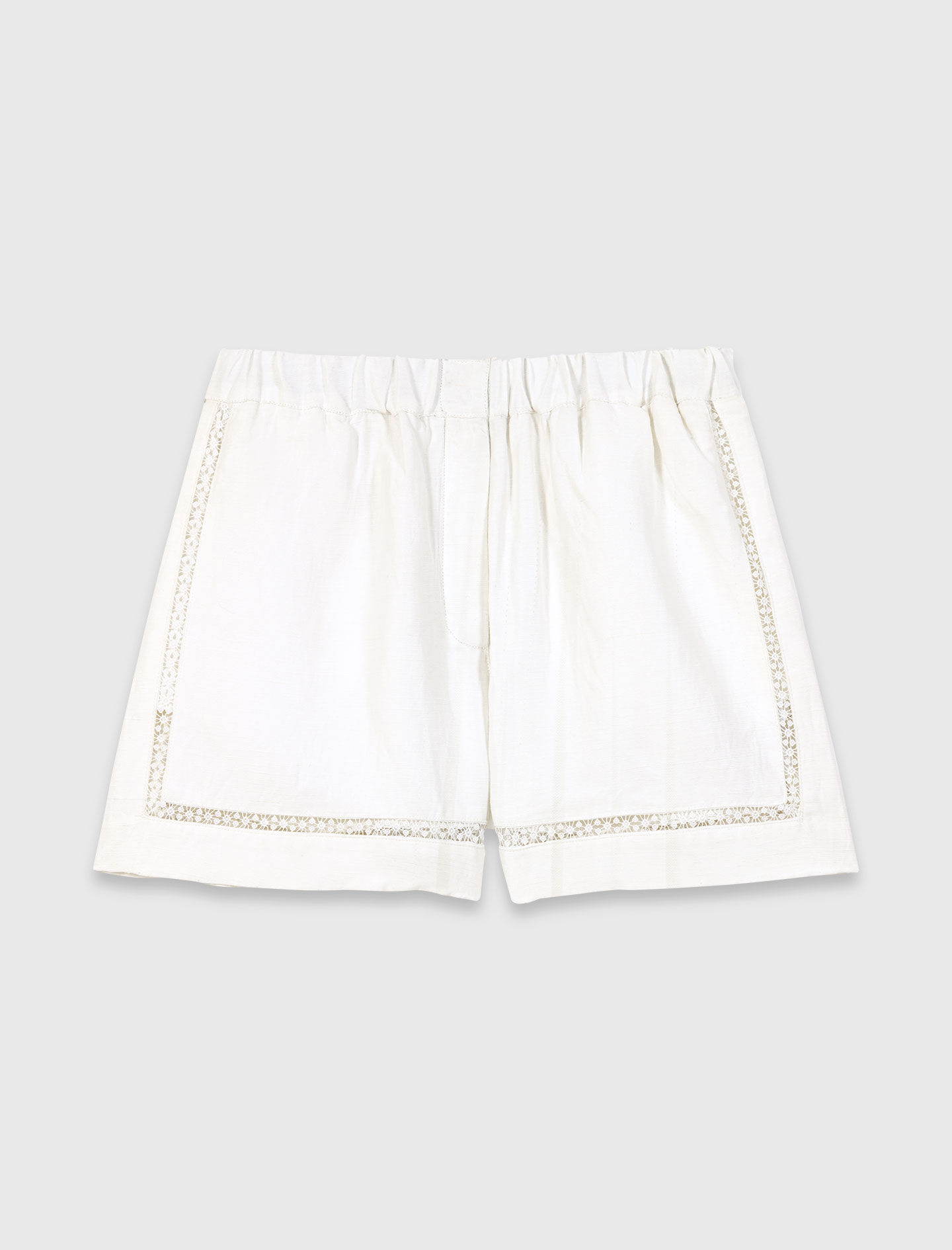 Short en lin mélangé et broderie
