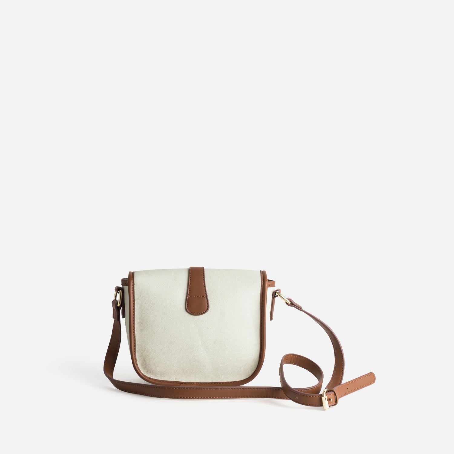 Sac à main écru bordures camel