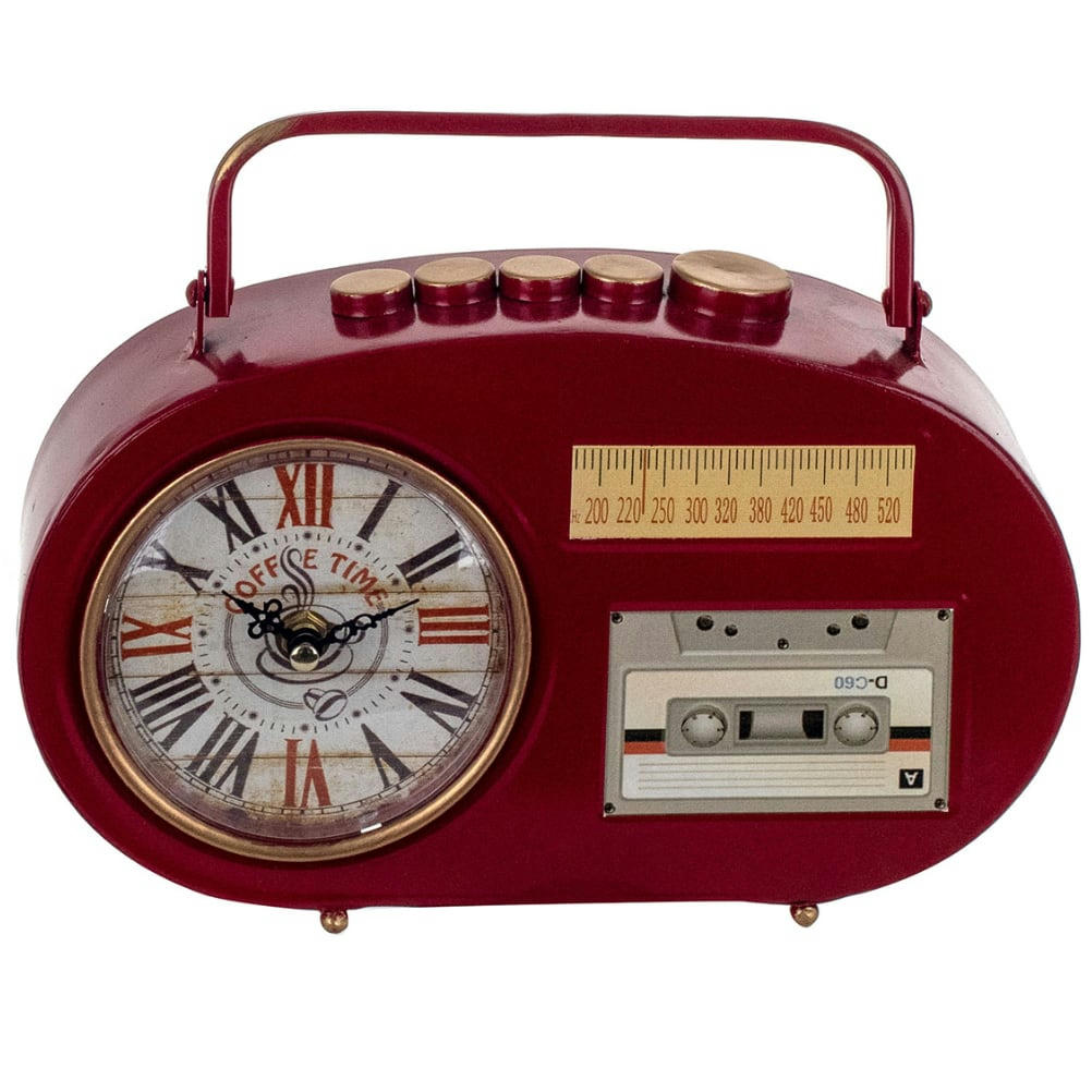 - Pendule rouge à poser rétro radio cassette