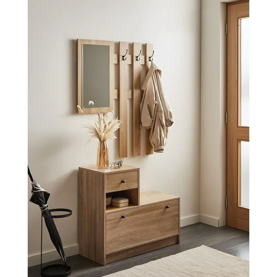 COOMA - Halmeubelset - Lichtbruin - Hout