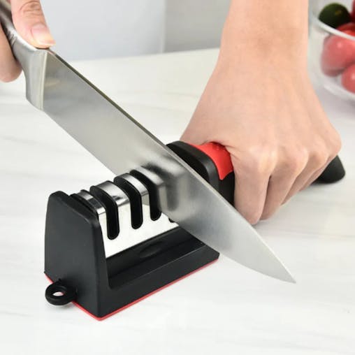 NNEOBA 4-Segment Handheld Knife Sharpener Red Aluminum Alloy