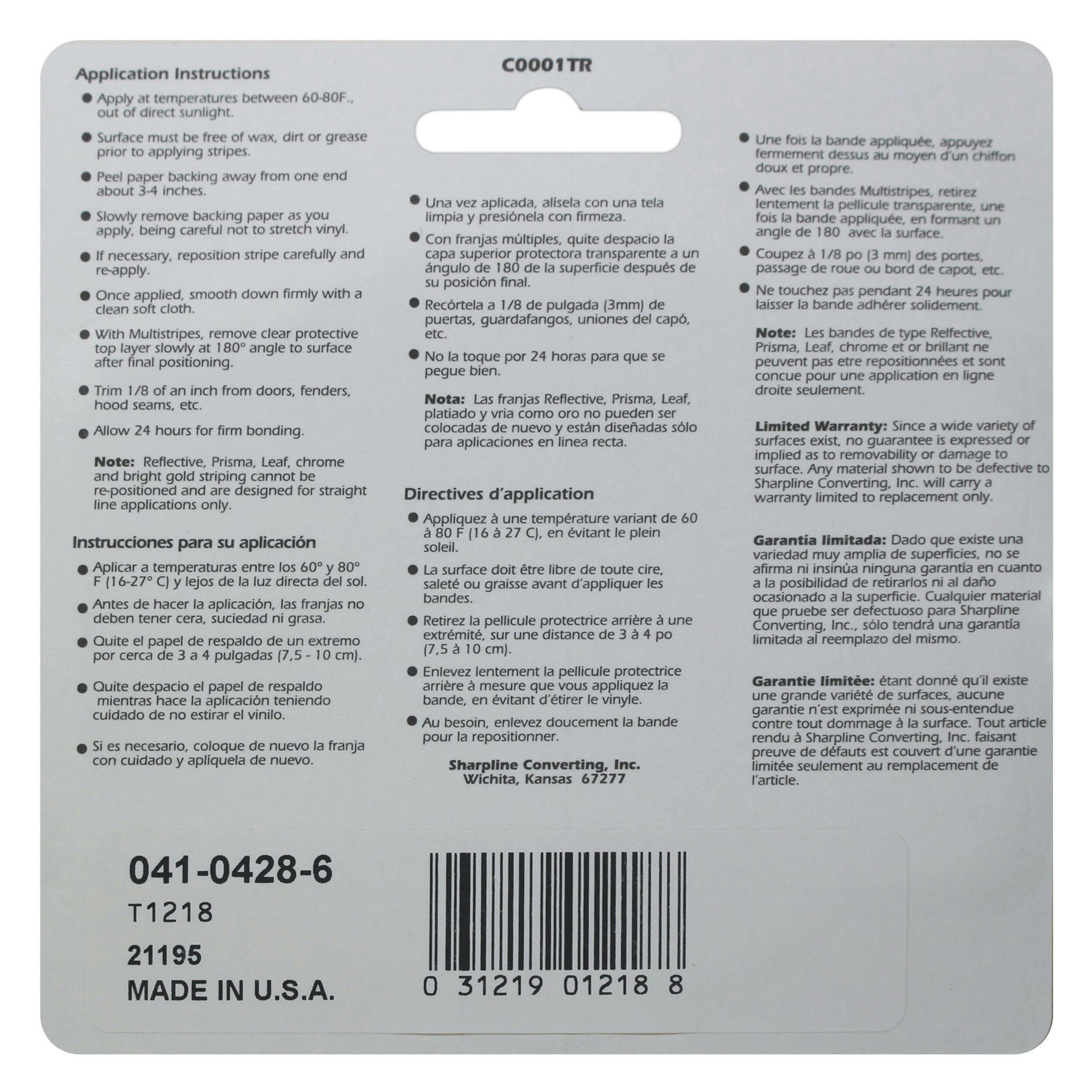 Trimbrite Solid Stripe, Chrome, 1/4-in x 36-ft