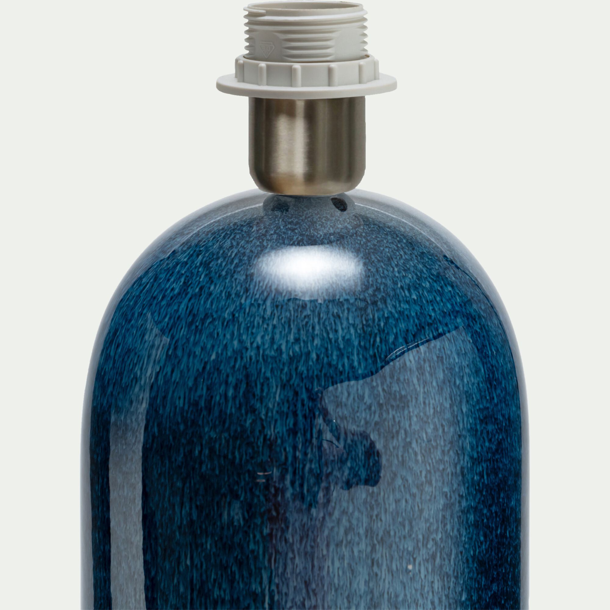 DENICE - Pied de lampe électrifié en grès D15cm - bleu