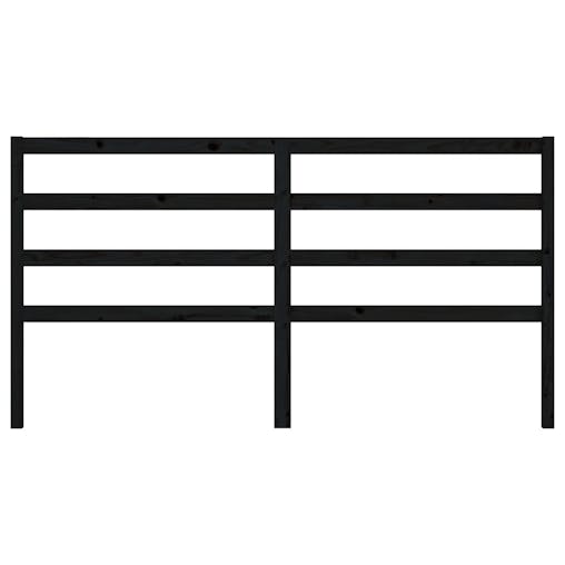 NNEVL Bed Headboard Black 186x4x100 cm Solid Wood Pine